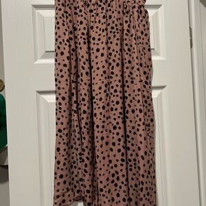 Polka Dot Midi Skirt - Pink and Black